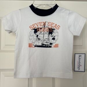 NWT Kitestrings Boy’s White and Navy Seven Seas Short Shirt Sleeve T-Shirt 18M